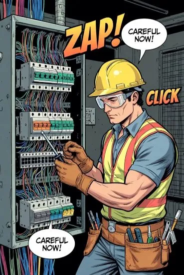 Técnico electricista trabajando